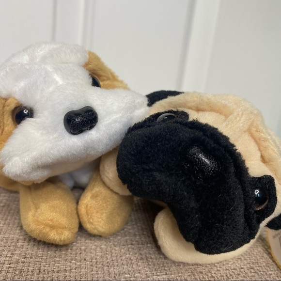 Ty Beanie Babies Pugsly & Wrinkles Beanie Baby Pug Dogs Puppy Puppies - Picture 2 of 8